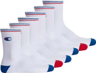 Produktbild von Champion Uni Socken, 6 Paar - Crew Socken, Logo, Streifen Weiß EU 43-46