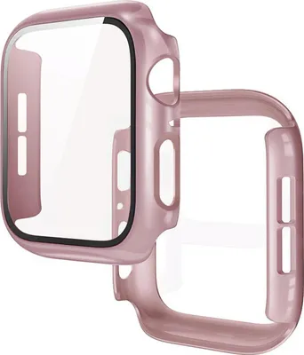 Produktbild von Schutzhülle mit Glas für Apple Watch SE 3 / SE 2 / SE / 6 / 5 / 4 (44 mm), Bizon Case Watch Adamo, Satin Rosa