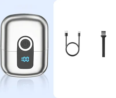 Image de Rasoir électrique ZELURXX à double tête, étanche, indicateur de batterie, format mini, portable, recharge rapide Type-C, idéal pour les voyages et les déplacements professionnels, 8,3 x 6,3 cm