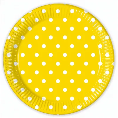 Immagine prodotto di Piatti di cartone a pois gialli, 23 cm, confezione da 8 pezzi