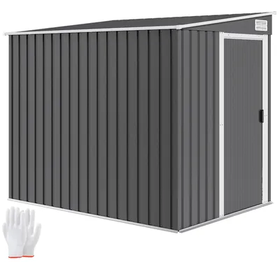 Produktbild von Metall Gerätehaus 2,81m² 154x206,5x181 cm Geräteschuppen mit Pultdach Fundament