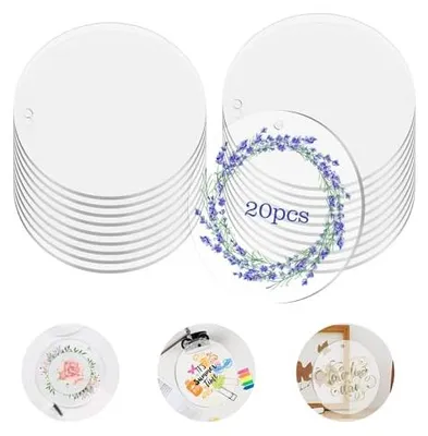 Produktbild von Acrylschiffchen Rund 10 cm - Transparent mit Loch - 20 Stück