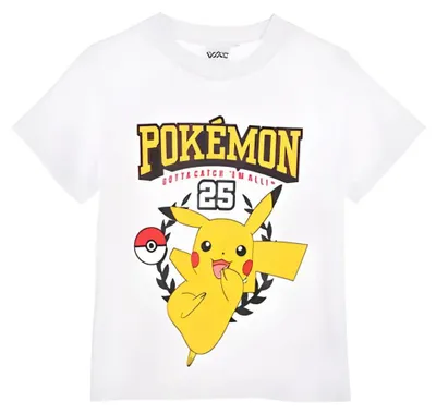 Produktbild von Pokemon Pikachu Jungen T-Shirt Kurzarm Shirt 100% Baumwolle – Weiß / 140
