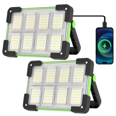 LED-Bauleuchte, 2 Stück, Akku, 4 Modi, dimmbar, grün, wiederaufladbar