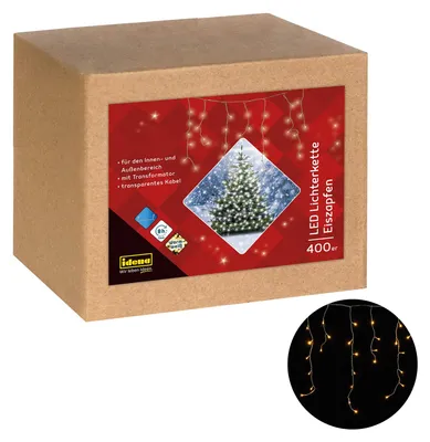 LED-Lichtkette Eiszapfen 400 LEDs warmweiß 10,27 m Timer