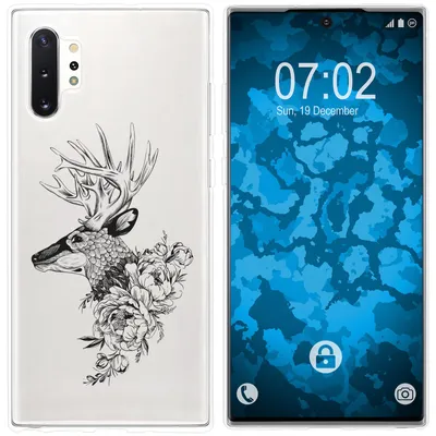 Produktbild von PhoneNatic Case kompatibel mit Samsung Galaxy Note 10+ Silikon-Hülle Floral Hirsch M7-1