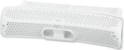 A white laundry dryer lint filter.