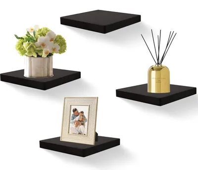 Productafbeelding van Set van 4 Zwevende Houten Planken voor Wanddecoratie