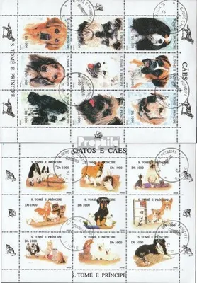 Produktbild von Briefmarken Sao Tome e Principe 1995 Mi 1571-1588 Kleinbögen (kompl.Ausg.) gestempelt Hunde und Katzen
