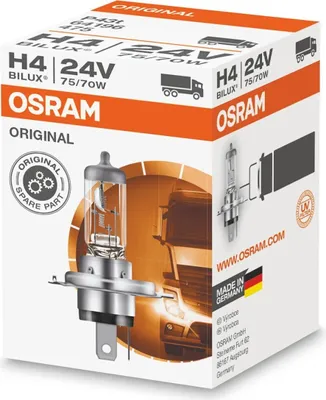Produktbild von 1x OSRAM ORIGINAL LINE H4 Glühlampe Fernlicht 24V 75/70W 3200K P43t Halogen 64196