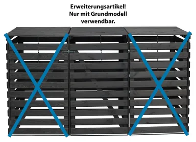 Produktbild von Mülltonnenbox Typ 2 - Erweiterung 92x70x122 cm Kiefer anthrazit