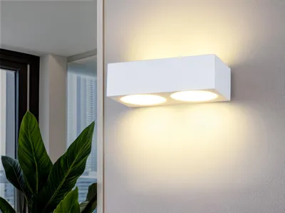Produktbild von Up & Down LED Wandleuchte aus Gips bemalbar, Wandbeleuchtung indirekt, B: 23cm