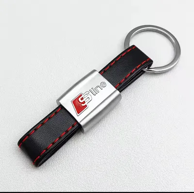 Produktbild von Schlüsselanhänger für Audi S Line – Premium Leder Schlüsselanhänger mit Metallplakette und roten Ziernähten