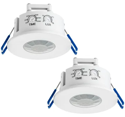 Produktbild von 2x Bewegungs Melder Unterputz 360° Einbau Montage Decke Infrarot Sensor SEBSON