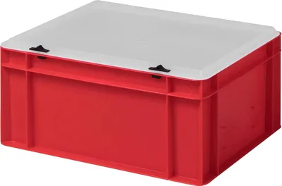 Zdjęcie produktu dla Design Eurobox, pojemnik do przechowywania, plastikowe pudełko w 5 kolorach i 16 rozmiarach, z przezroczystą pokrywką (matowe) (czerwone, 40 x 30 x 18 cm)