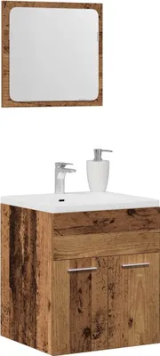 Image de vidaXL Ensemble de meubles de salle de bain 2 pièces imitation vieux bois Matériau dérivé du bois