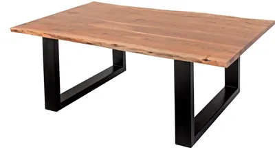 Produktbild von Couchtisch Baumkante massiv Akazie Natur 100 x 70 cm U-Gestell schwarz INSA