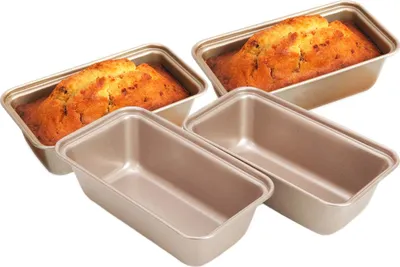 Produktbild von CANDeal Mini 6 Zoll / 15,5cm Batzen Brotbackformen Kuchenform, 4er Set, Kohlenstoffstahl,Antihaft, Gold