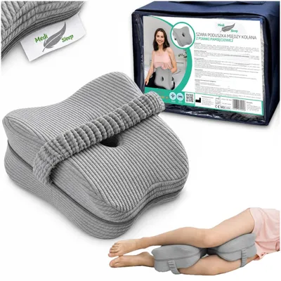 Obrázek produktu pro Šedý ortopedický polštář, klín na nohy mezi koleny, vyrobený z paměťové pěny Medi Sleep