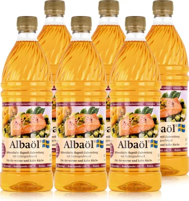 Produktbild von Albaöl Schwedische Rapsöl-Zubereitung mit Buttergeschmack 0,75L (6er Pack)