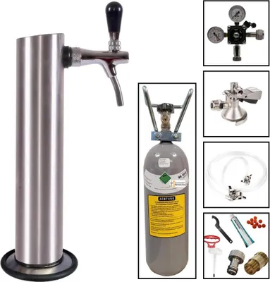 Produktbild von Zapfgarnitur mit Kompensatorschankhahn Typ A (Flachkeg seitlich geringe Aufbauhöhe) 2kg + Reinigungsset