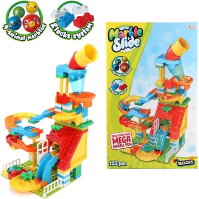 Produktbild von Kugelbahn XXL Bausteine Set - 133-teiliges Kugelbahn Spielzeug