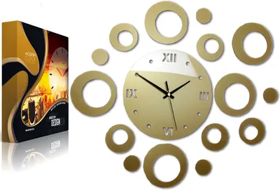 Produktbild von ModernClock, Quarzuhr, wanduhr modern, Ring gold, uhr