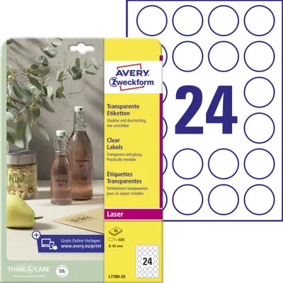 Immagine prodotto di AVERY Zweckform L7780-25 Etichette trasparenti diametro 40 mm