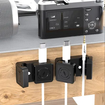 Produktbild von INF 2er-Pack Magnetische Kabelhalter, Doppelseitiger Klebeband Kabelaufwickler Schwarz