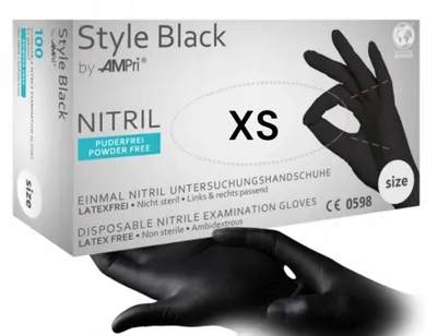 Zdjęcie produktu dla Rękawiczki Jednorazowe Med Comfort STYLE BLACK AMPRI Nitryl Czarny 100 Szt.
