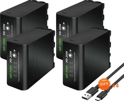 Immagine prodotto di Batteria per fotocamera, capacità 10800 mAh, connettore di ricarica tipo C, 4 batterie F980