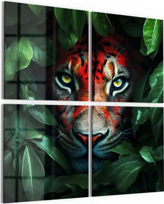 Produktbild von DEQORI Glasbild Echtglas 4x50x50 cm 'Dschungelblick' Wandbilder XXL groß