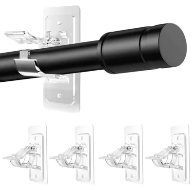 Image de Inovra - 4 supports de rideau adhésifs, sans clous, pour tringle à rideau, fixations pour tringle à rideau sans perçage, crochets de tringle à rideau multifonctionnels pour salle de bain, chambre (transparent)