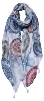 Productafbeelding van Clayre & Eef, gestreept dameschals, 90x180 cm, blauw, synthetisch materiaal