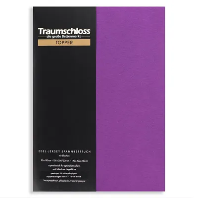 Produktbild von Traumschloss Topper Edel-Jersey Spannbettlaken 90-120 x 200-220 cm violett 165g/m², 95% gekämmte Mako Baumwolle, 5% Elasthan