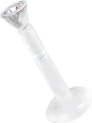 Produktbild von Karisma Labret Bioplast Lippen Piercing Aufsatz Transparent Kristall Stein 2,2mm - Regenbogen - 8.0 Millimeter