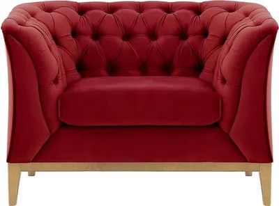 Produktbild von SLF24 - Sessel Chesterfield Modern Wood - rot - Velluto 7