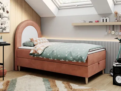 Produktbild von Kinderbett, Boxspringbett für Kinder, Einzelbett mit Matratze - NEST - 90x180cm - Rosa - H3