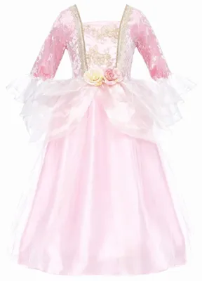 Productafbeelding van Prinsessenjurk voor kinderen, roze met roze details, met tule en satijn, maat 104/116