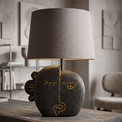 Obrázok produktu pre Stolová lampa z čiernej živice ø 27,5x39,5 cm