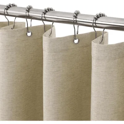 Produktbild von Duschvorhang Leinen mit Metallringen 122 x 182 cm Taupe Wasserdicht Anti Schimmel Set