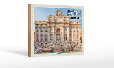 Produktbild von Holzschild Reise Rom Italien Trevi Brunnen Skulptur 18x12 cm