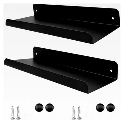 Produktbild von 2 Stück Wandregal Schwarz Schweberegal Metall für Aufbewahrung und Dekoration (28X11CM)
