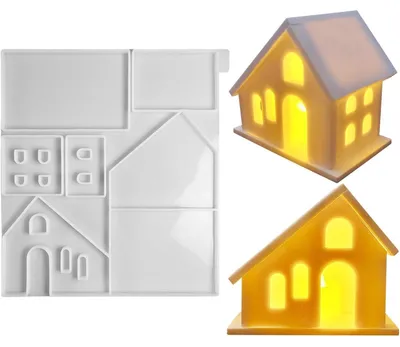 Produktbild von 3D Silikonform Haus Gießform Kerzenhalter für Gips Handwerk mit Fensterdesign
