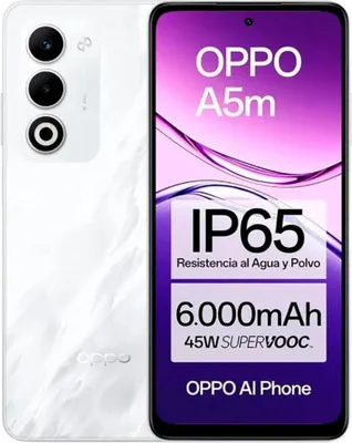 Produktbild von OPPO A5m, 16,9 cm (6.67"), 720 x 1604 Pixel, 8 GB, 256 GB, 50 MP, Weiß