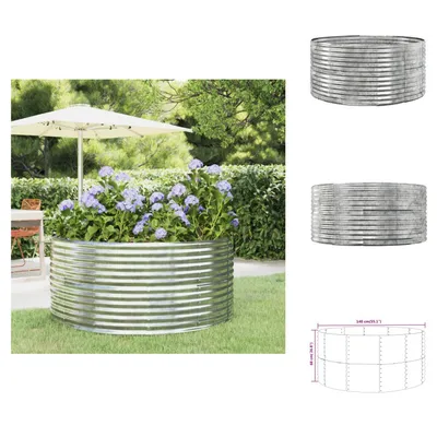 Image de vidaXL Lit surélevé argenté 140x140x68 cm Acier revêtu par poudre - Pots de fleurs & Jardinières