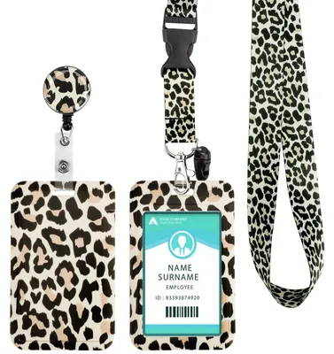 Productafbeelding van Identificatiehouder met halsband, identificatiehouder met intrekbaar koord, identificatiehouder met sleutelhanger voor identiteitskaarten, studentenkaarten, creditcards (met reliëf)