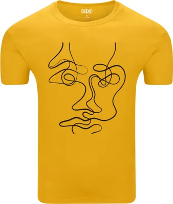 Produktbild von Diarbo Herren T-Shirt mit Abstraktes Druck Gesichtsporträt Gelb Gr.M