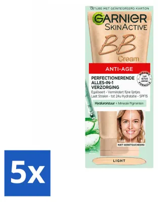 Produktbild von 5 x Garnier SkinActive Anti-Aging BB Cream Light - Getönte Tagescreme 50 ml - Vorteilspackung - 5 Stücke