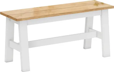 Zdjęcie produktu dla Drewniana ławka dla 2 osób, wykończenie dębowe, drewno kauczukowe, wysokość 45 cm